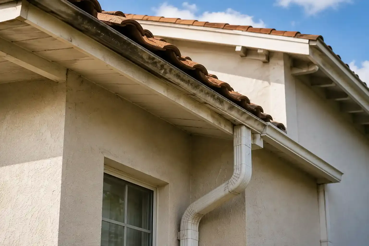 Aging sectional gutters before replacement