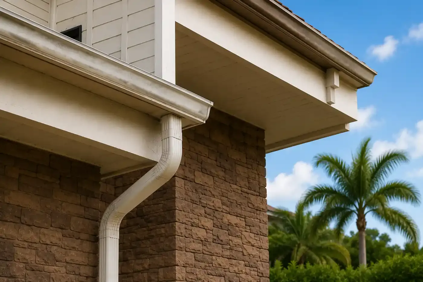 Aging sectional gutters before replacement