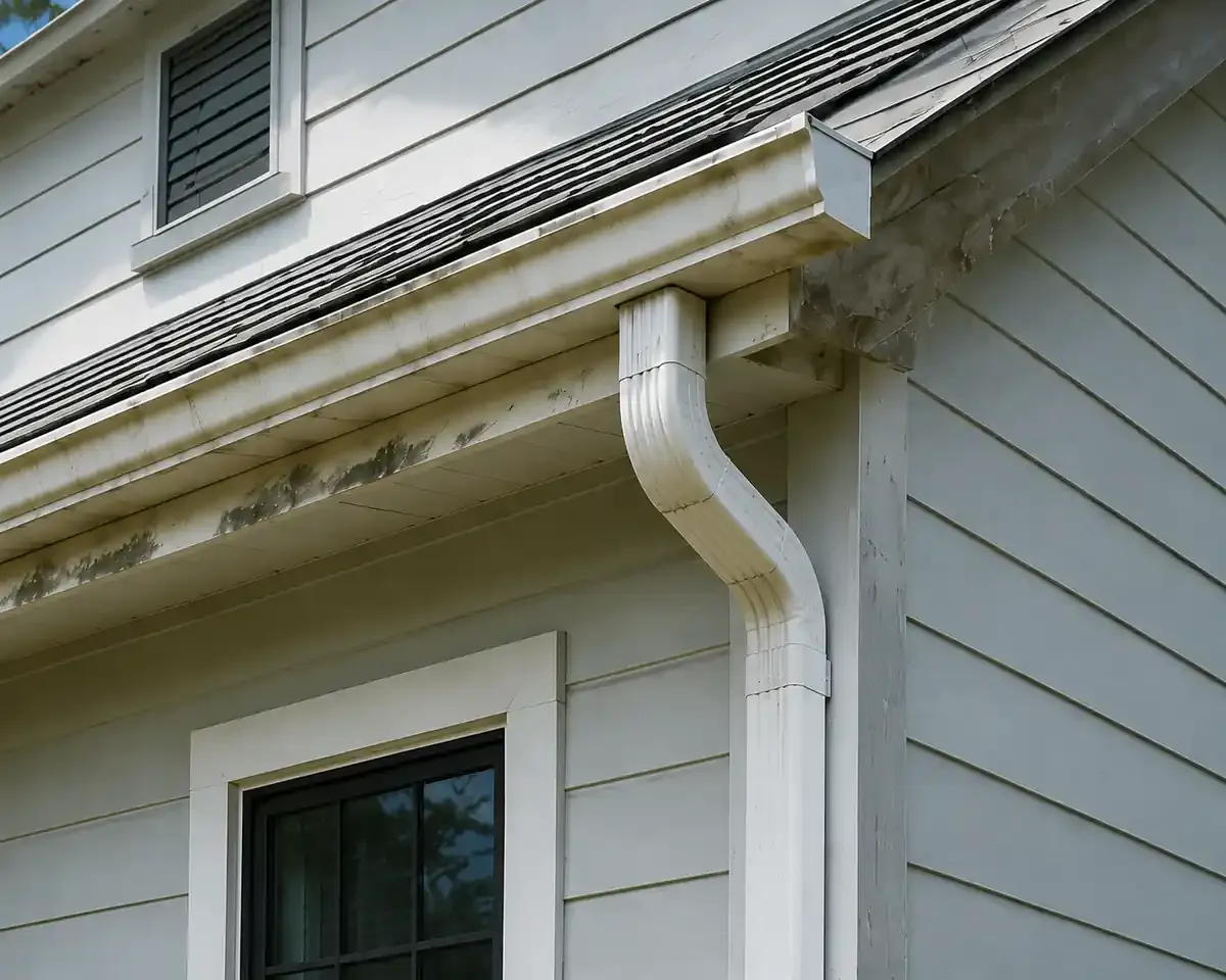 Aging sectional gutters before replacement