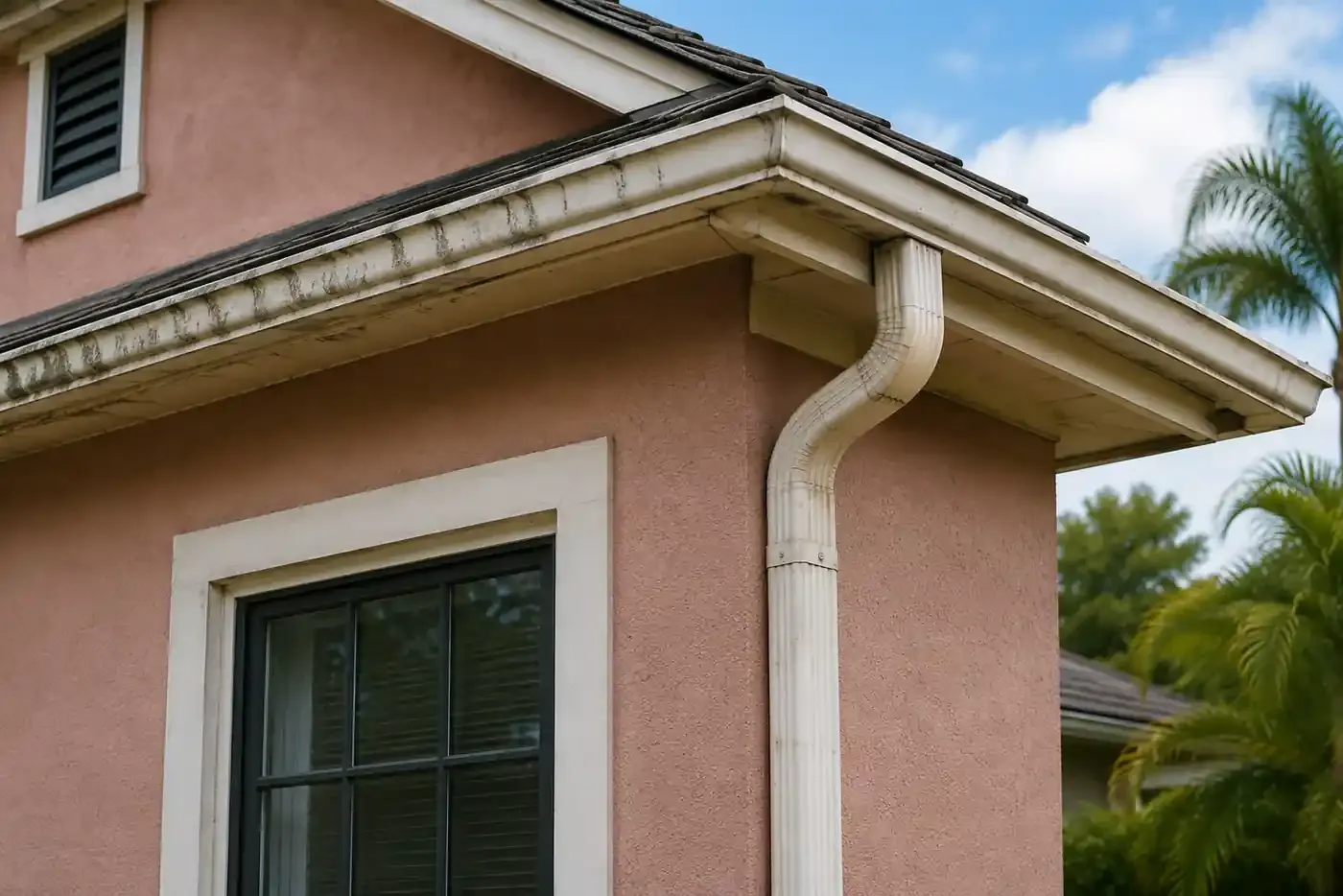 Aging sectional gutters before replacement